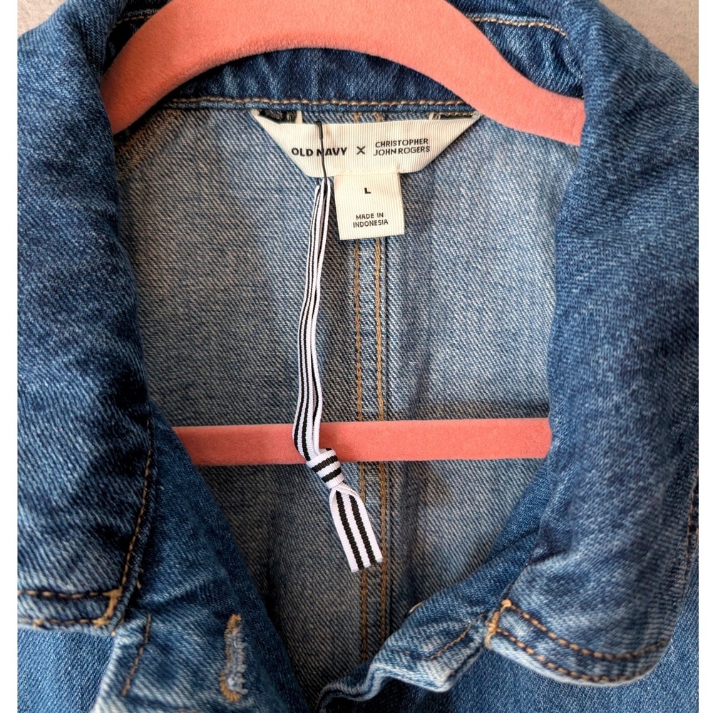 Old Navy x Christopher John Rogers Denim Chore Jacket Blue Utility Womens Large - Picture 3 of 10